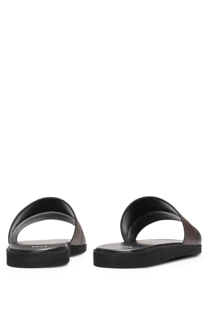 Boss Faux-leather slides with two-tone strap