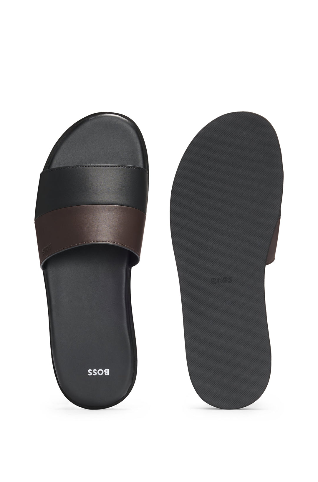 Boss Faux-leather slides with two-tone strap