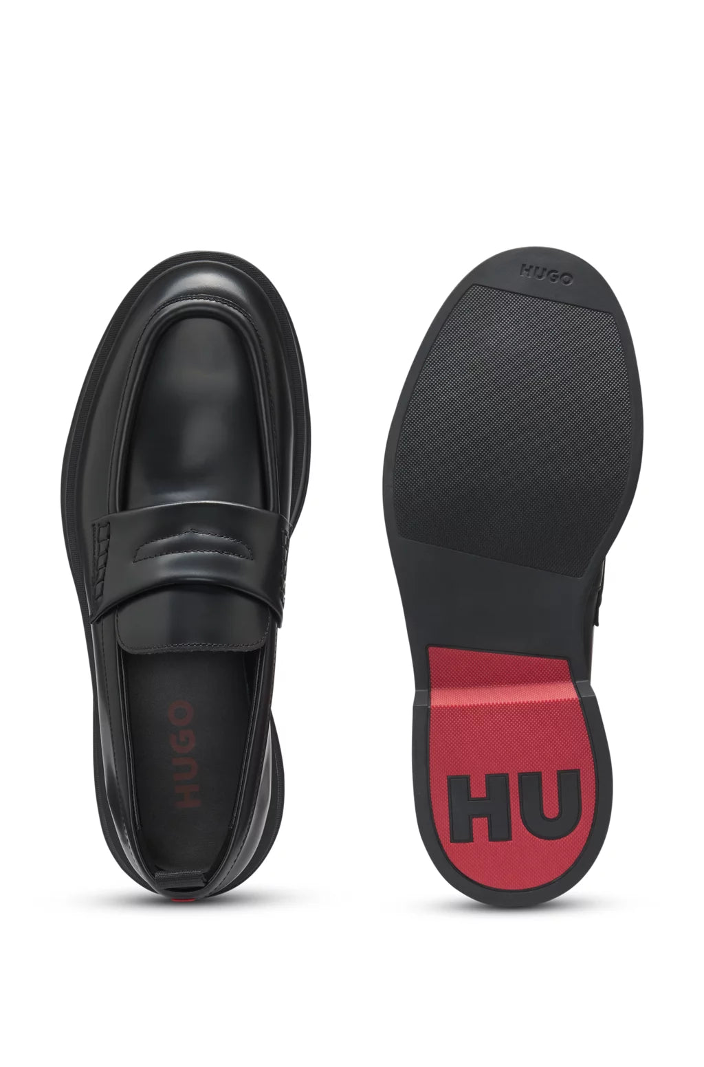 Hugo Brush-off leather loafers with padded strap