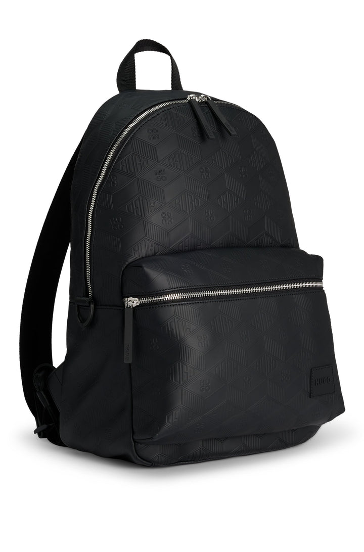 Hugo Faux-leather backpack with geometric and stacked logos