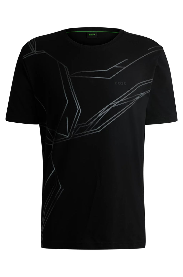 BOSS STRETCH-COTTON T-SHIRT WITH DEGRADÉ PRINT