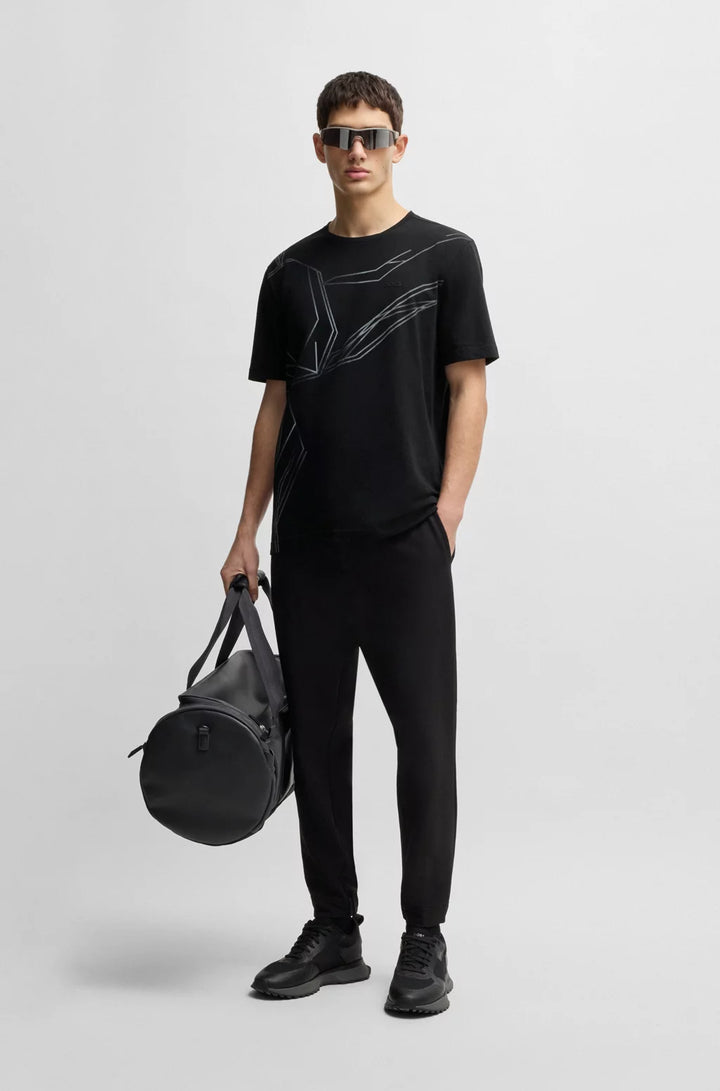 BOSS STRETCH-COTTON T-SHIRT WITH DEGRADÉ PRINT