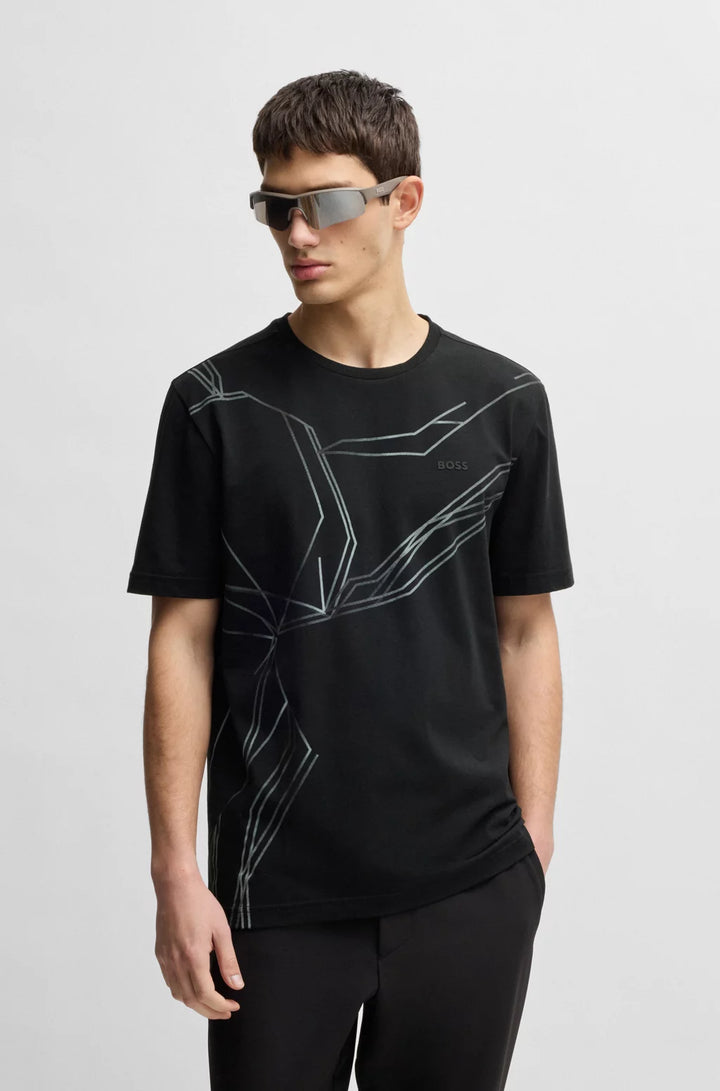 BOSS STRETCH-COTTON T-SHIRT WITH DEGRADÉ PRINT