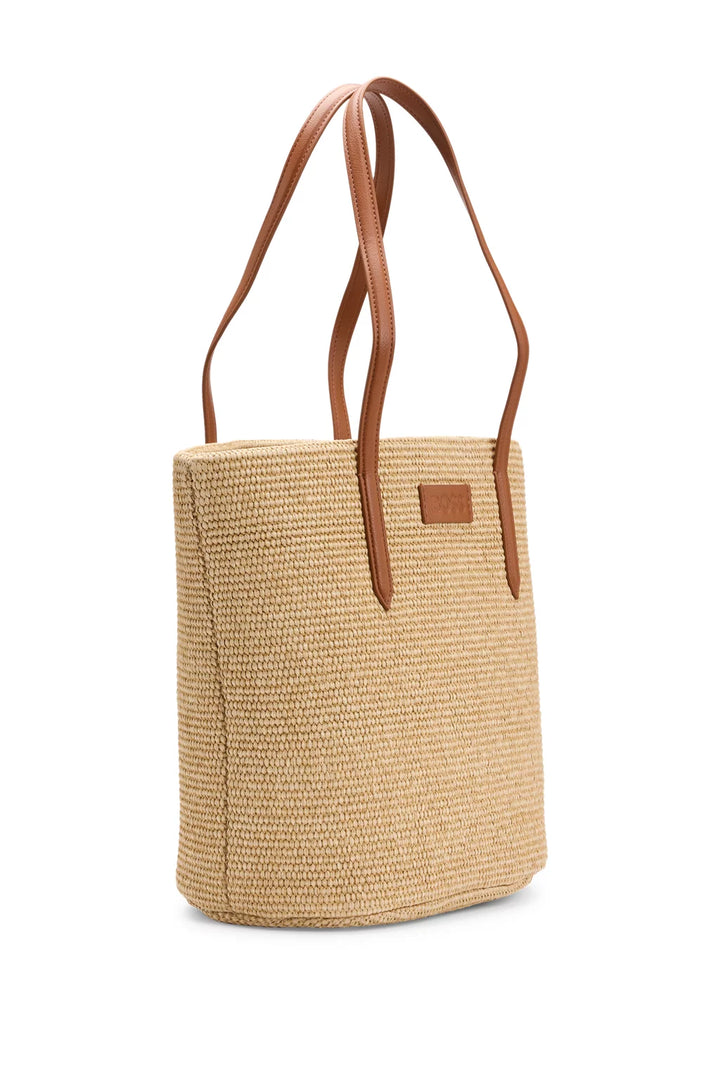 BOSS RAFFIA TOTE BAG WITH DETACHABLE POUCH