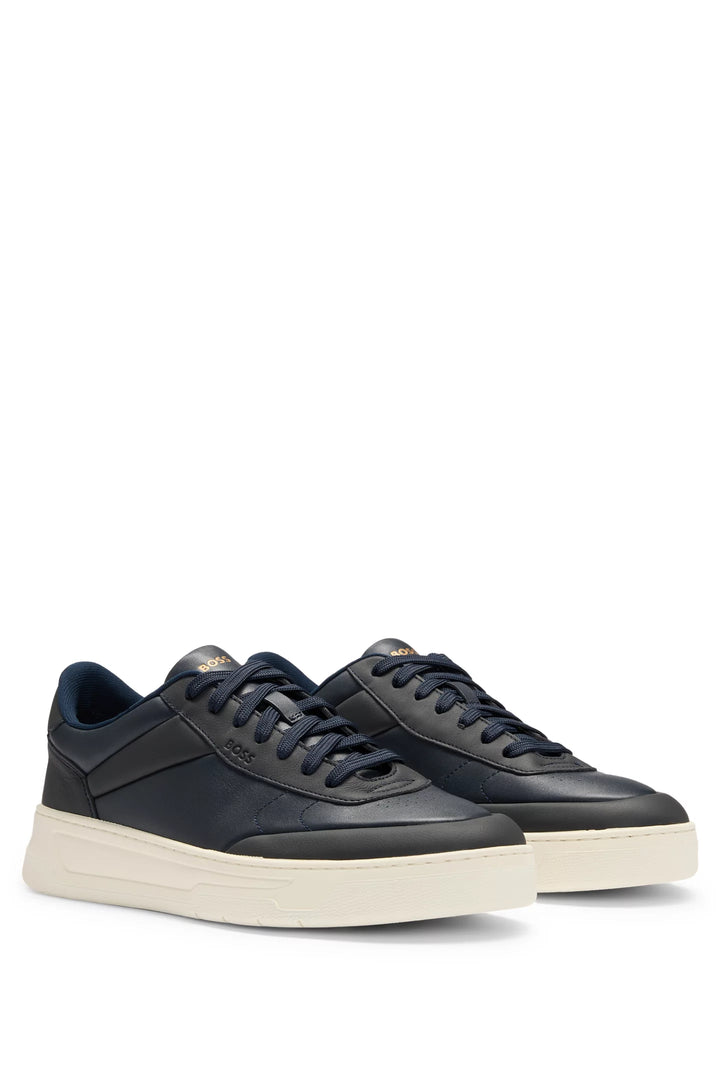 Boss Basketball-style trainers in two-tone leather