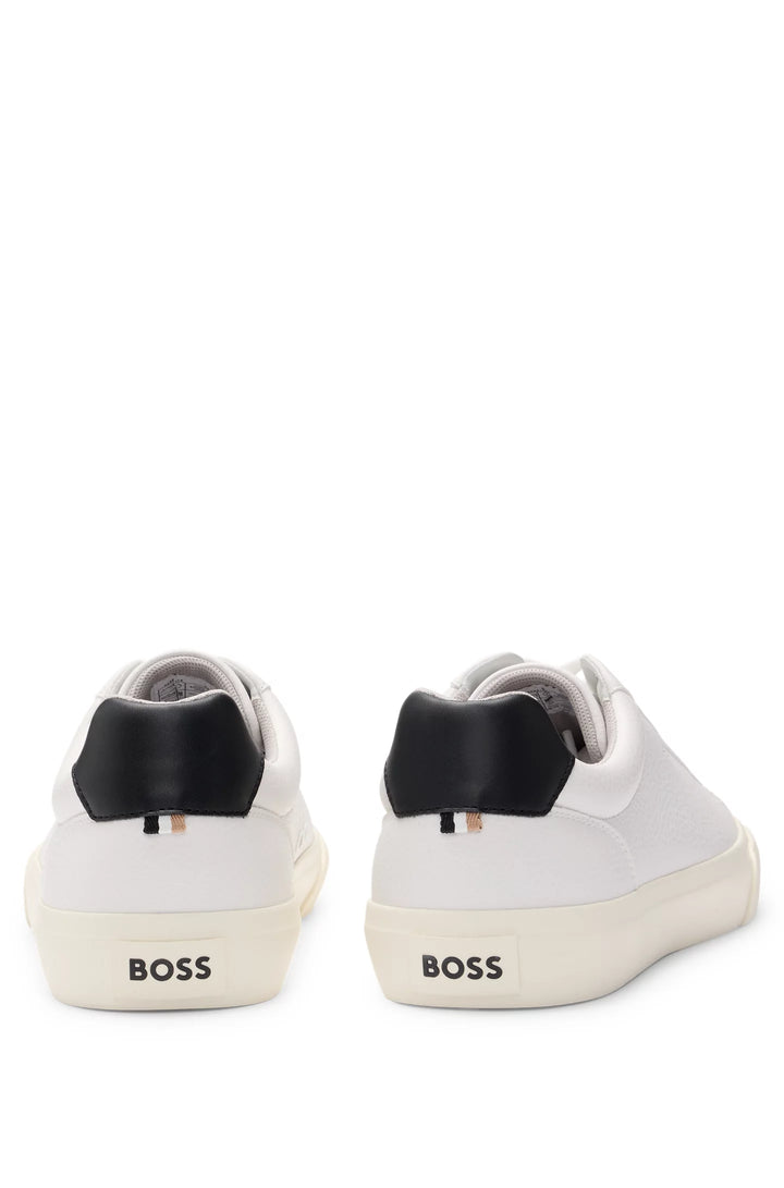 Boss Faux-leather trainers with contrast backtab