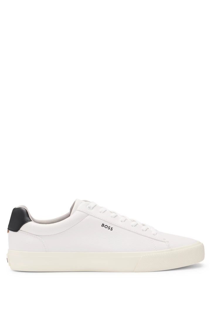 Boss Faux-leather trainers with contrast backtab