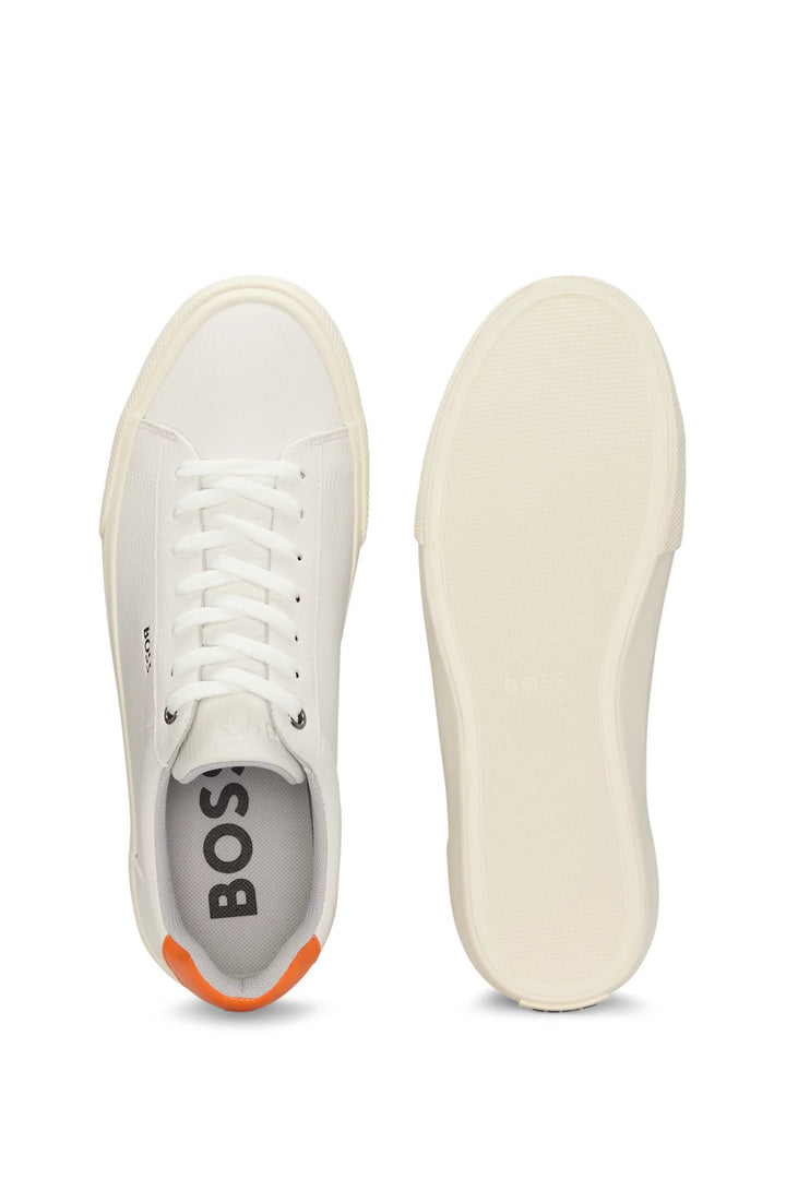 Boss Faux-leather trainers with contrast backtab