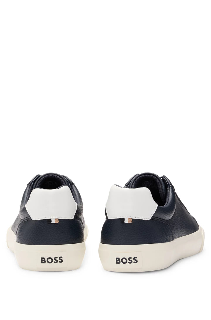 Boss Faux-leather trainers with contrast backtab