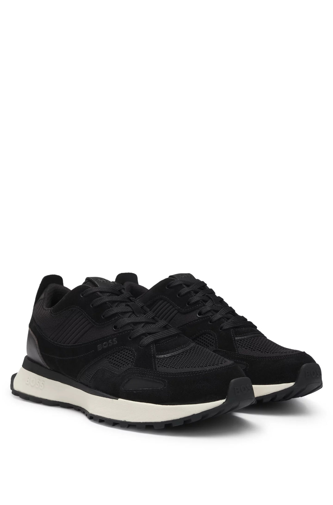 Boss Trainers with knit and burnished-leather trims