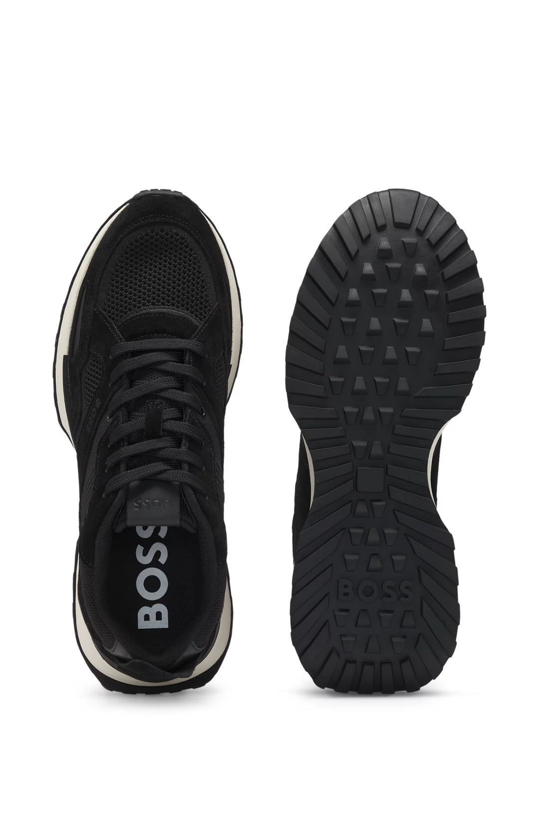 Boss Trainers with knit and burnished-leather trims