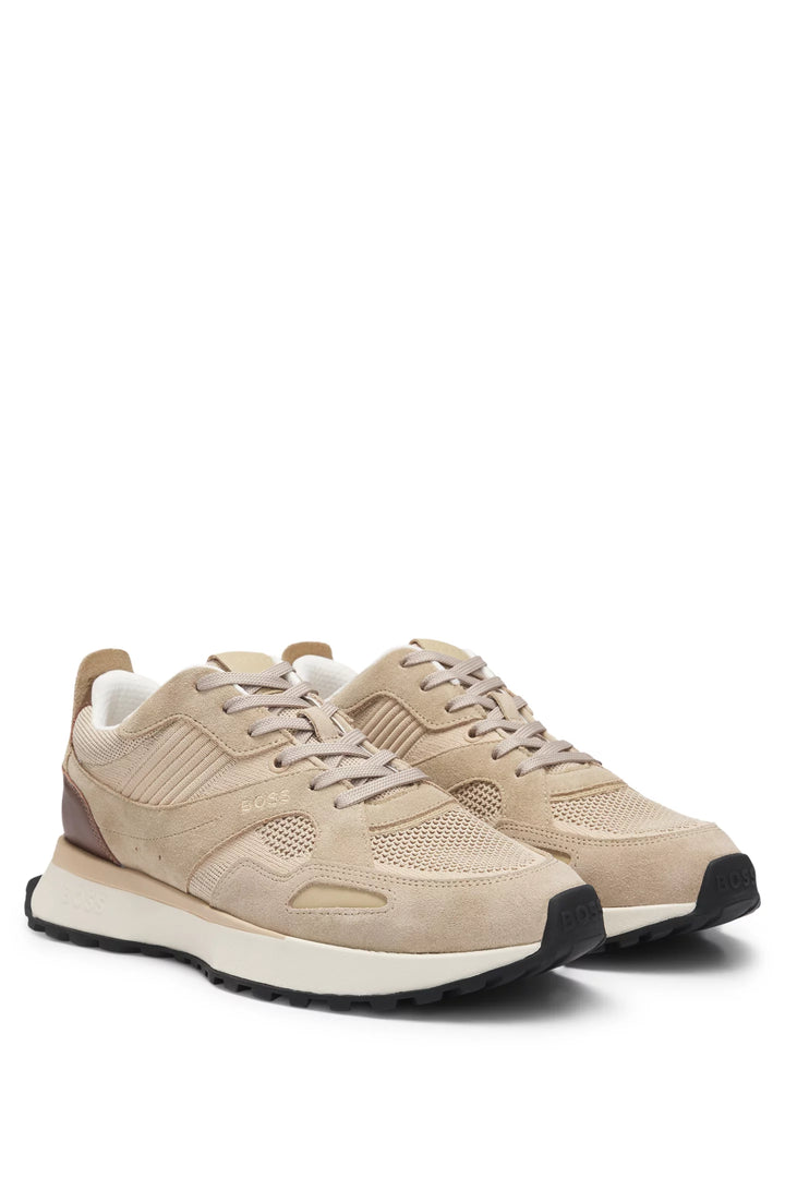 Boss Trainers with knit and burnished-leather trims