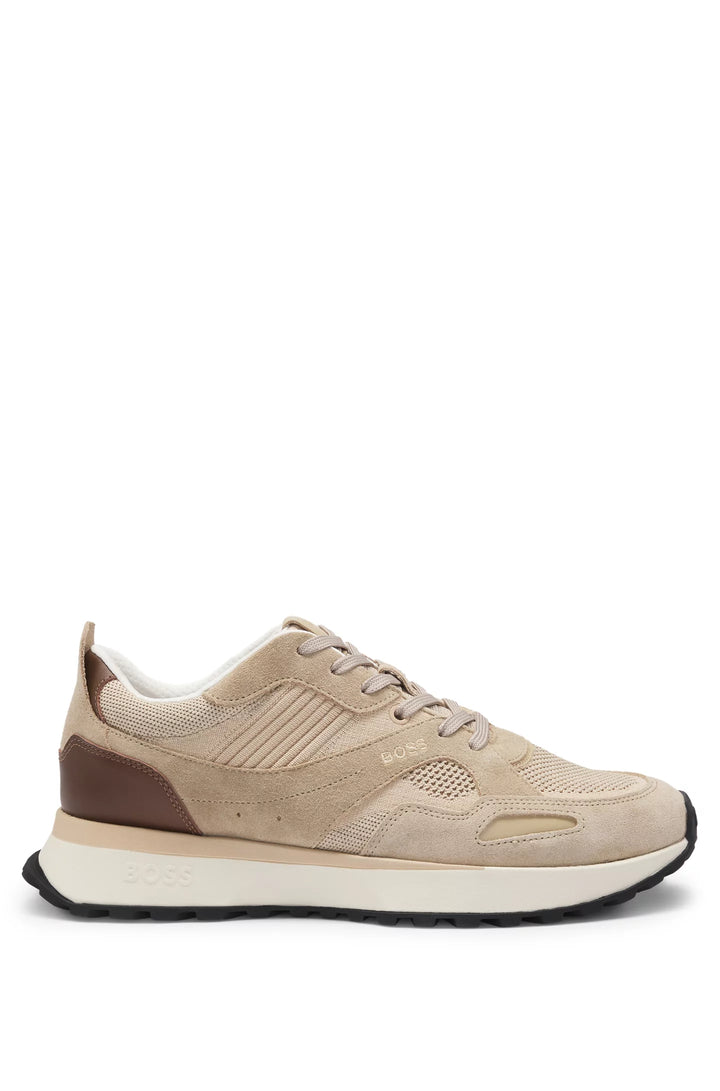 Boss Trainers with knit and burnished-leather trims