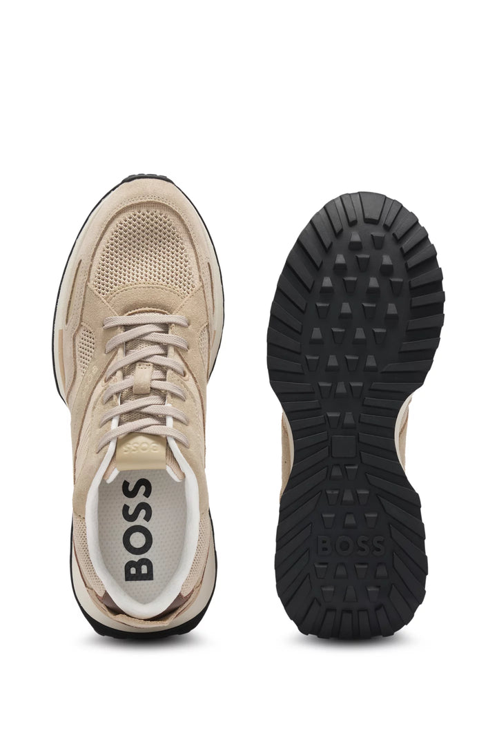Boss Trainers with knit and burnished-leather trims
