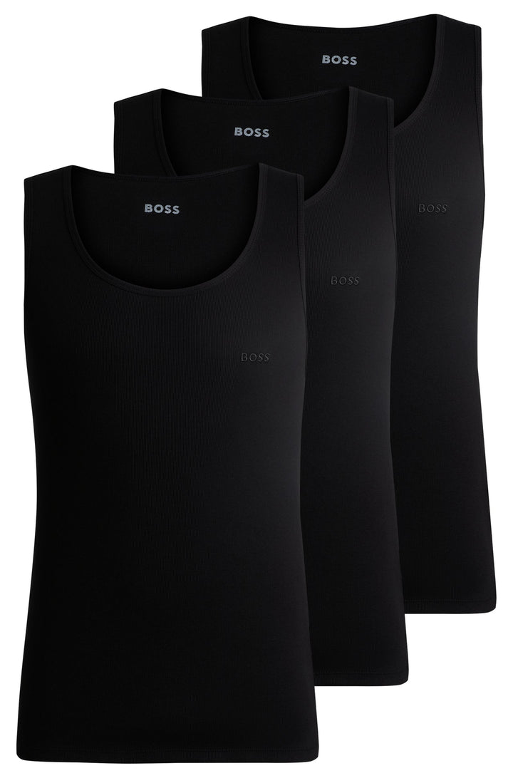 Boss Three-pack of cotton tank tops with embroidered logos