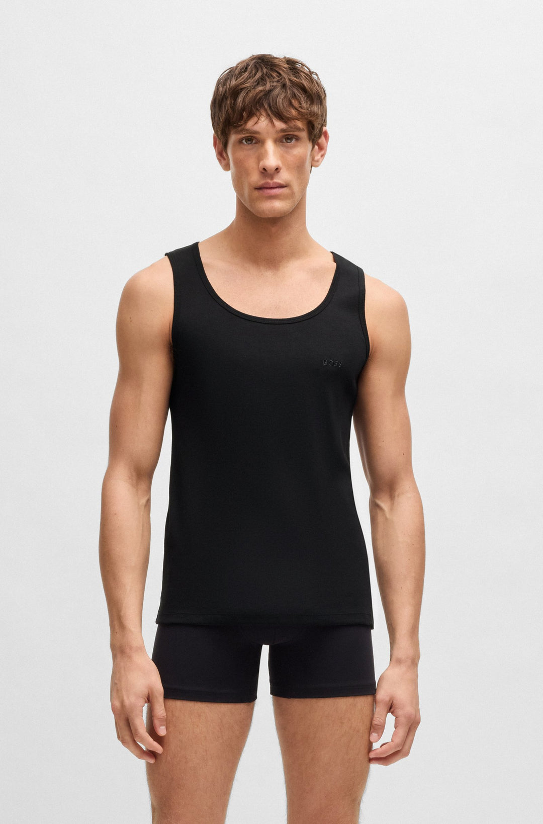 Boss Three-pack of cotton tank tops with embroidered logos