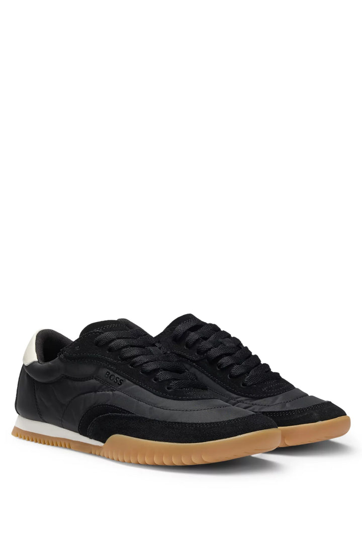 BOSS Low-top trainers in fabric and suede
