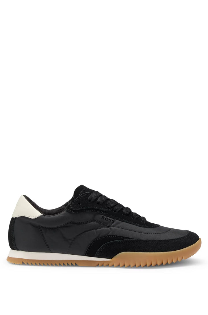 BOSS Low-top trainers in fabric and suede