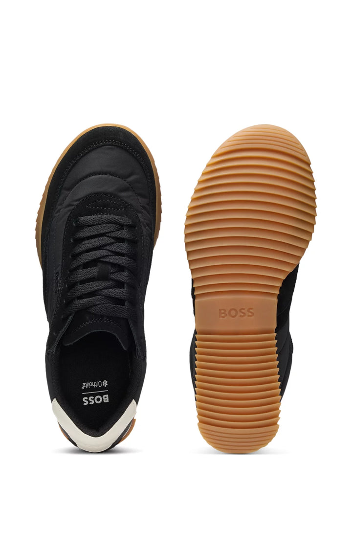 BOSS Low-top trainers in fabric and suede