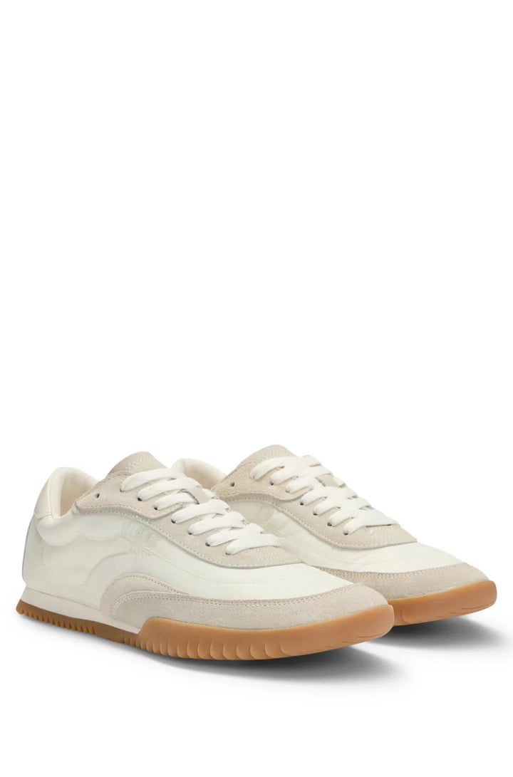 BOSS Low-top trainers in fabric and suede