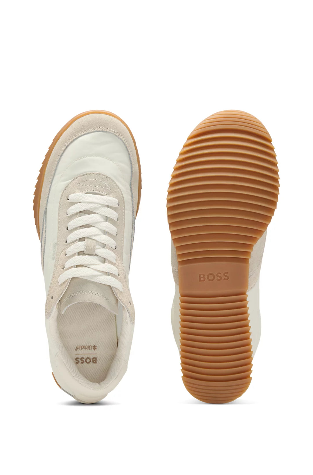 BOSS Low-top trainers in fabric and suede