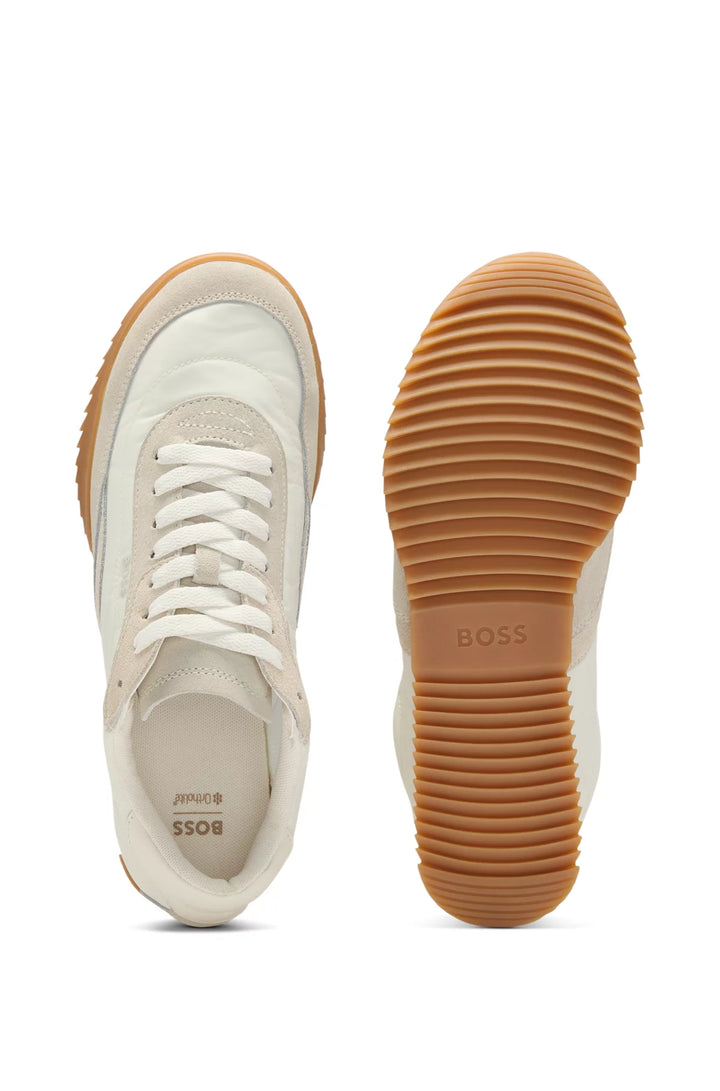 BOSS Low-top trainers in fabric and suede