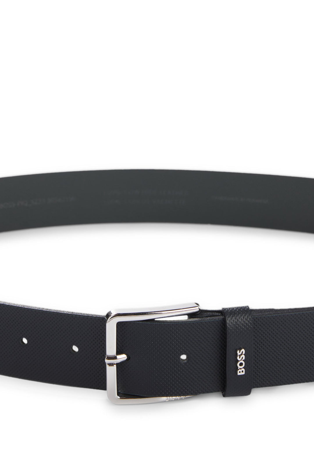 Boss Structured-leather belt with logo keeper