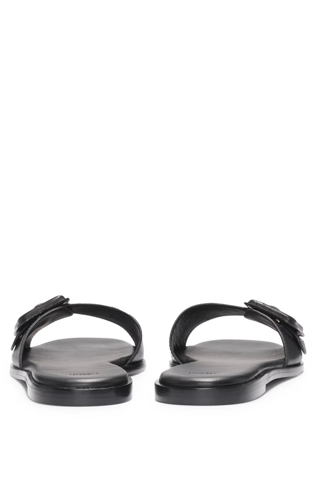 BOSS Leather slides with logo-detail buckle