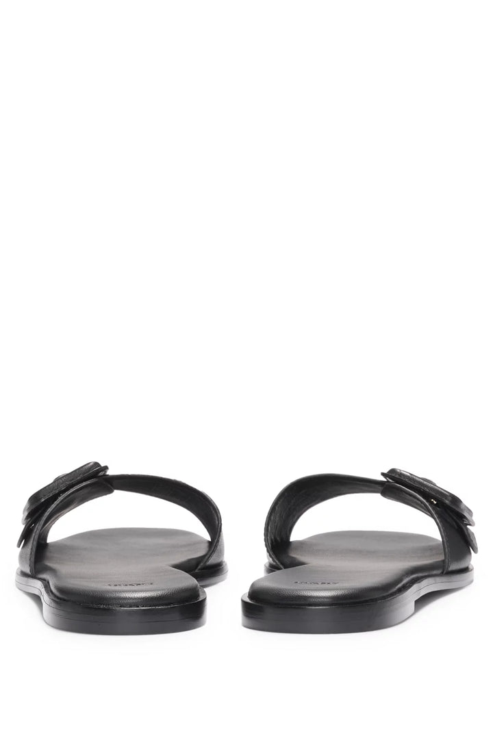 BOSS Leather slides with logo-detail buckle