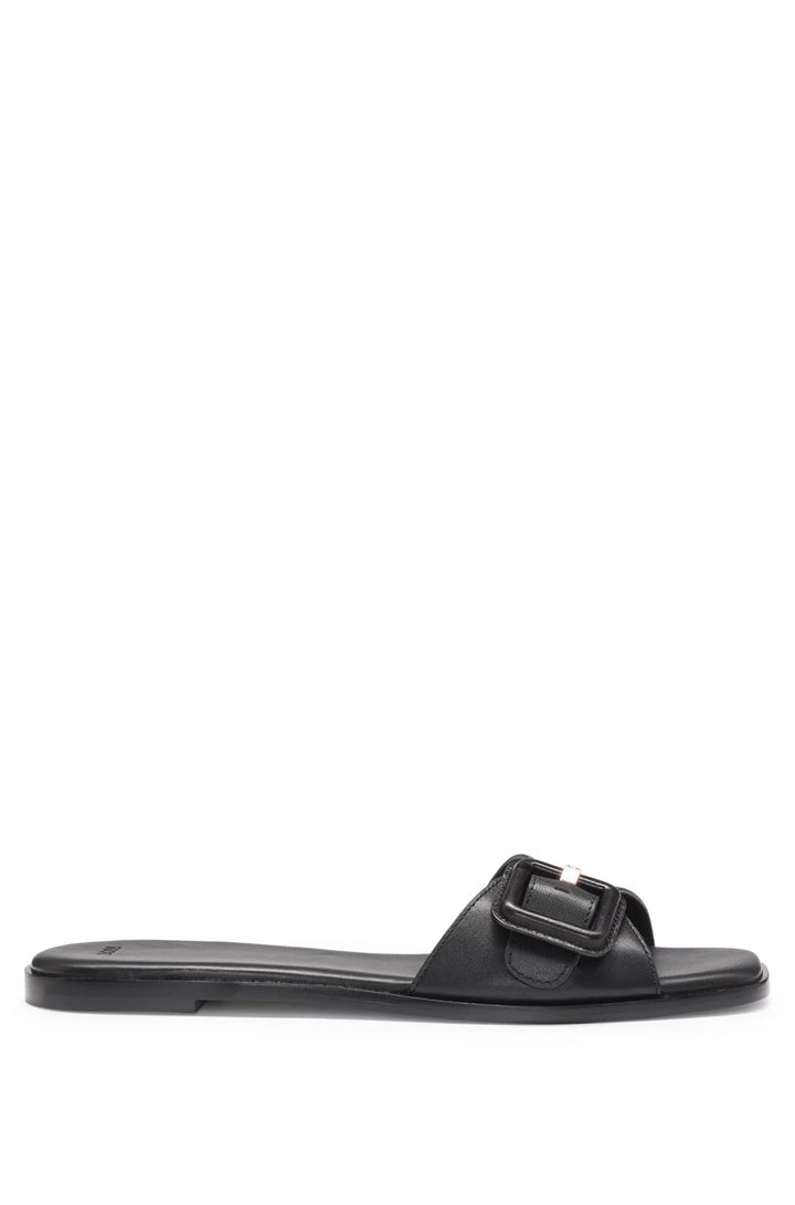 BOSS Leather slides with logo-detail buckle