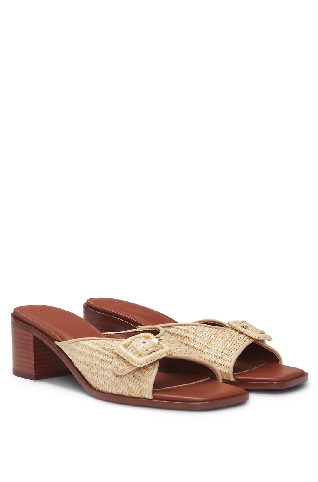 BOSS Raffia mules with leather trims
