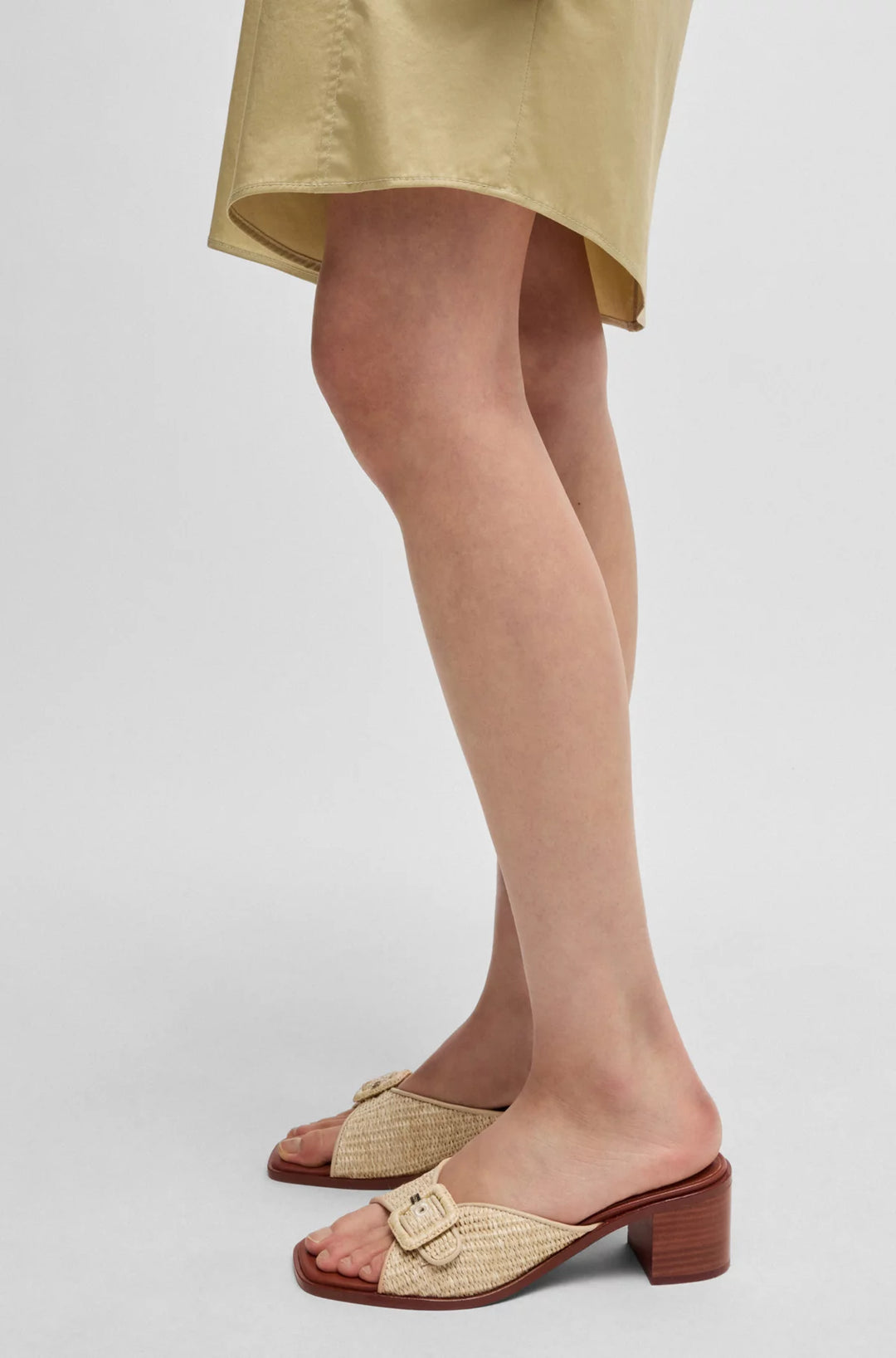 BOSS Raffia mules with leather trims