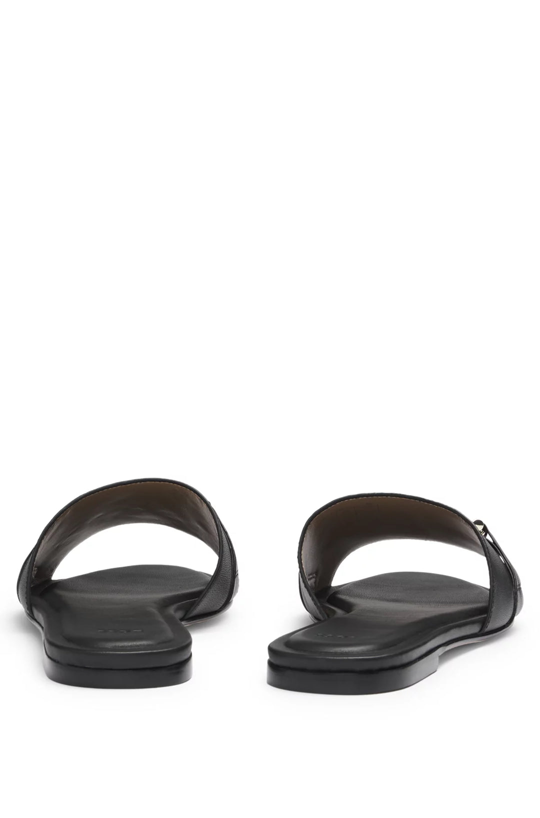 BOSS Leather slides with gold-tone Double B monogram