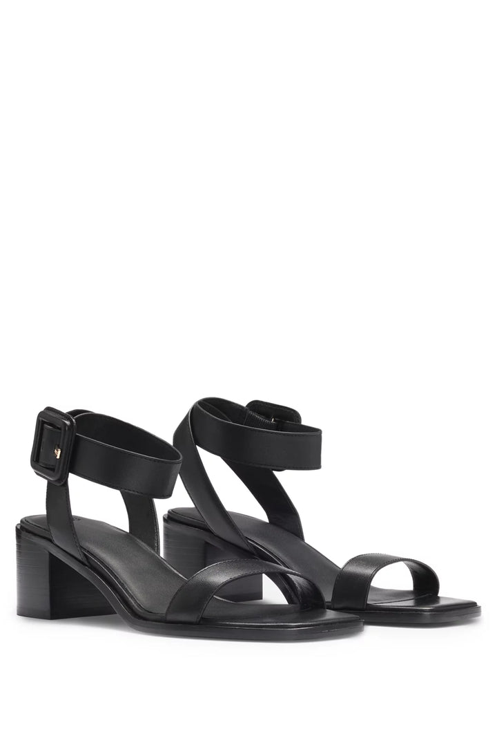 BOSS Leather sandals with block heel