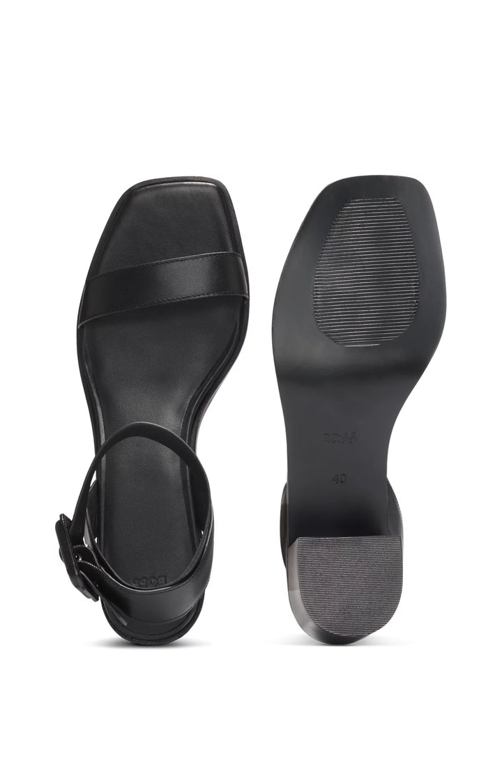 BOSS Leather sandals with block heel