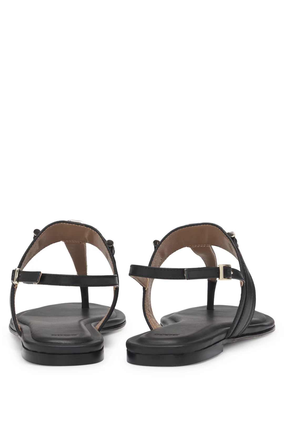 BOSS Leather sandals with metallic Double B monogram