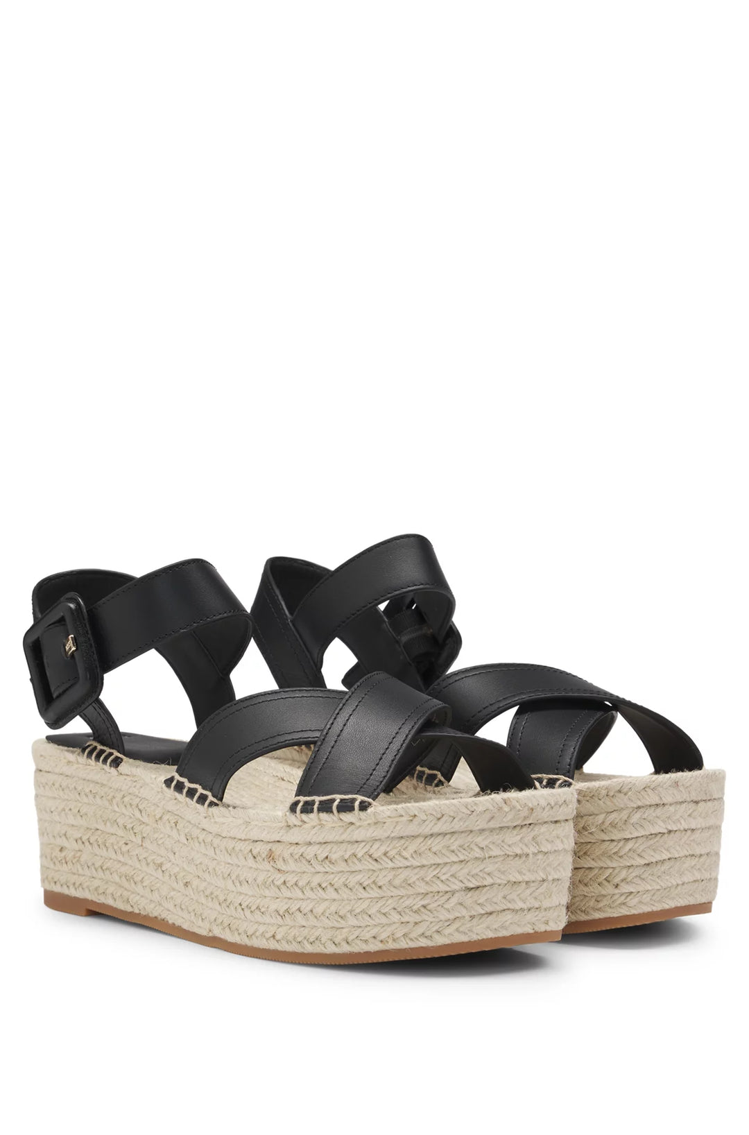 BOSS Leather sandals with platform sole