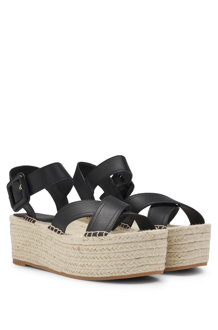 BOSS Leather sandals with platform sole