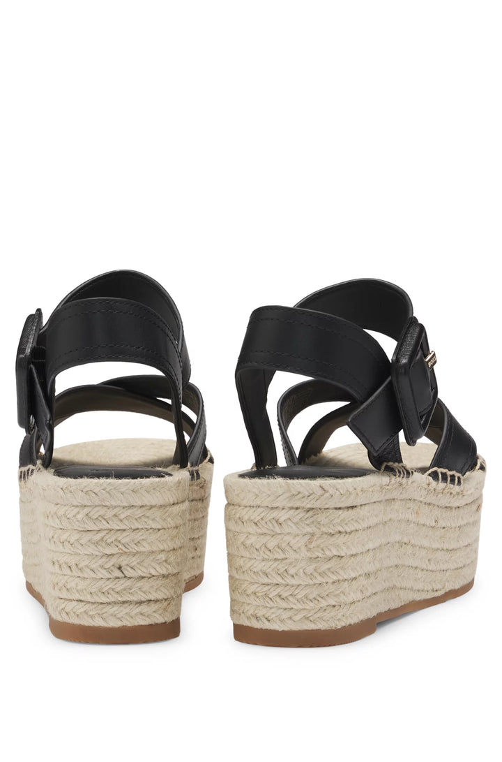 BOSS Leather sandals with platform sole