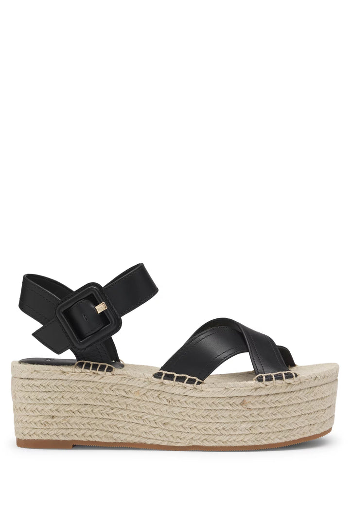 BOSS Leather sandals with platform sole