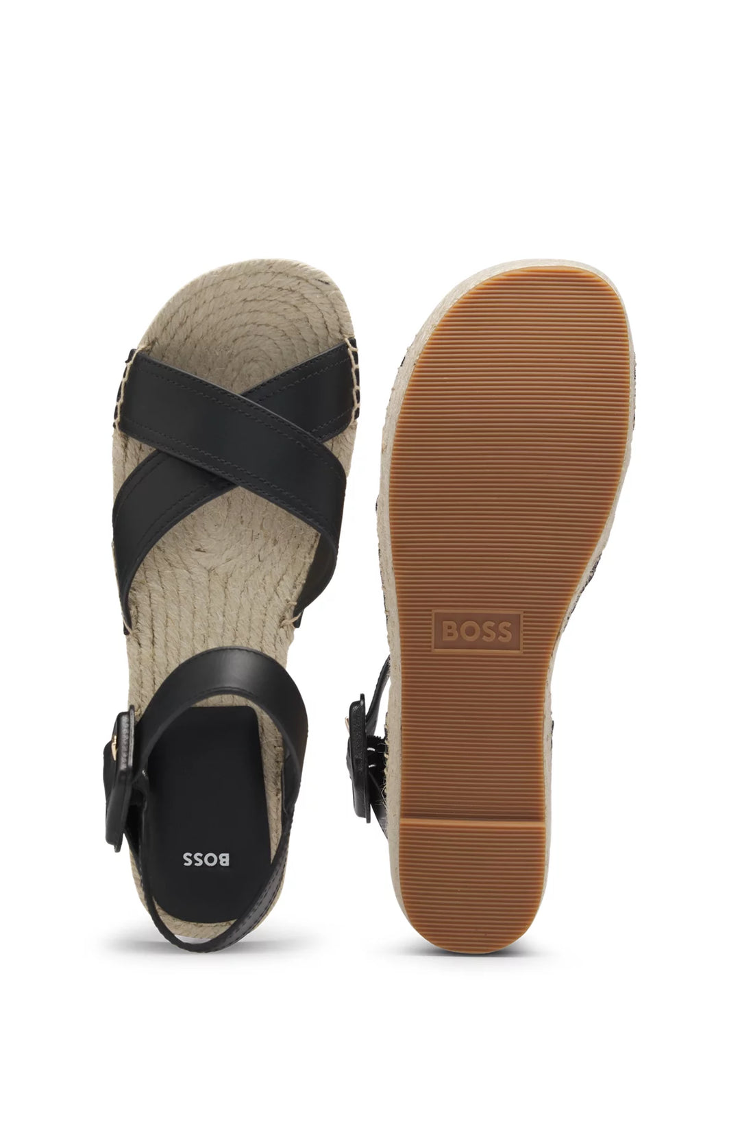BOSS Leather sandals with platform sole