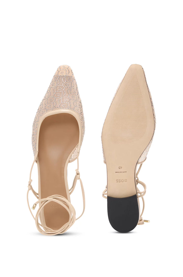 BOSS Mesh mules with rhinestone embellishments