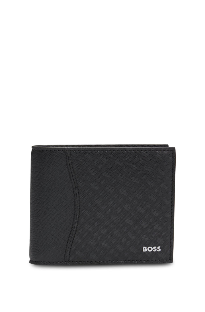 Boss Structured trifold wallet with monogram pattern