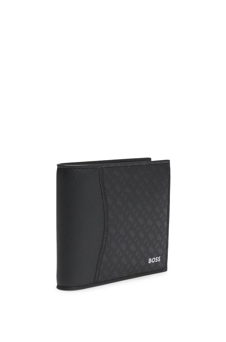 Boss Structured trifold wallet with monogram pattern