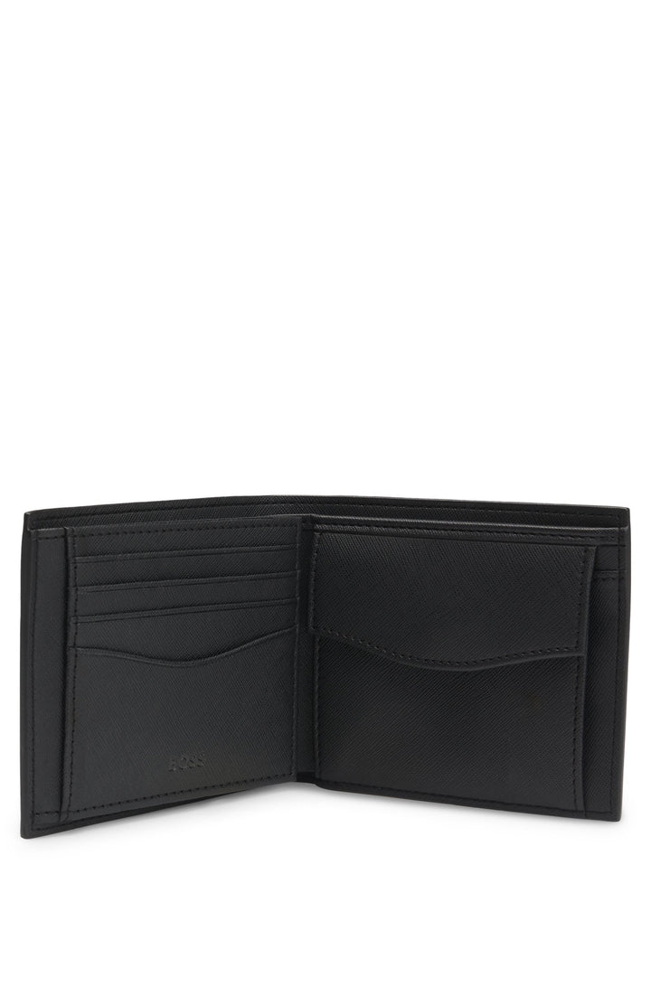 Boss Structured trifold wallet with monogram pattern