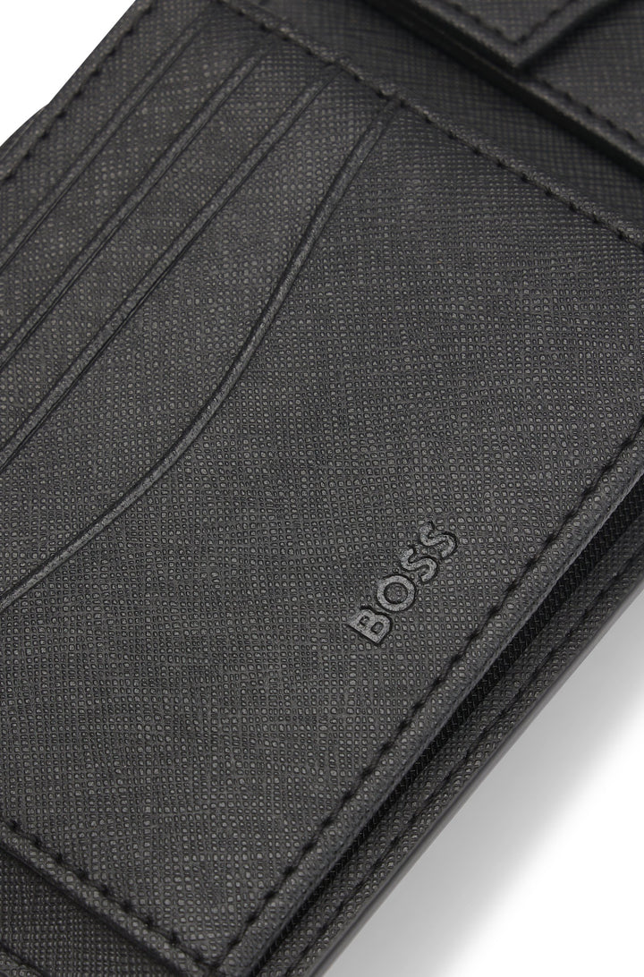 Boss Structured trifold wallet with monogram pattern