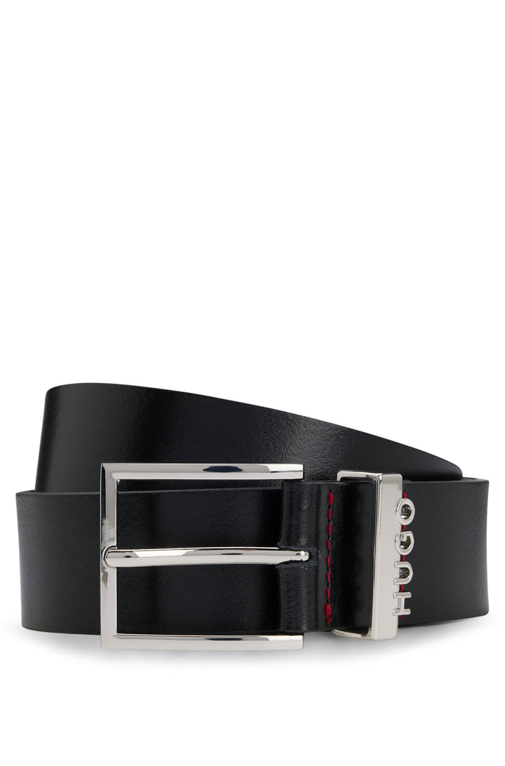 Hugo Italian-leather belt with logo-trimmed keeper