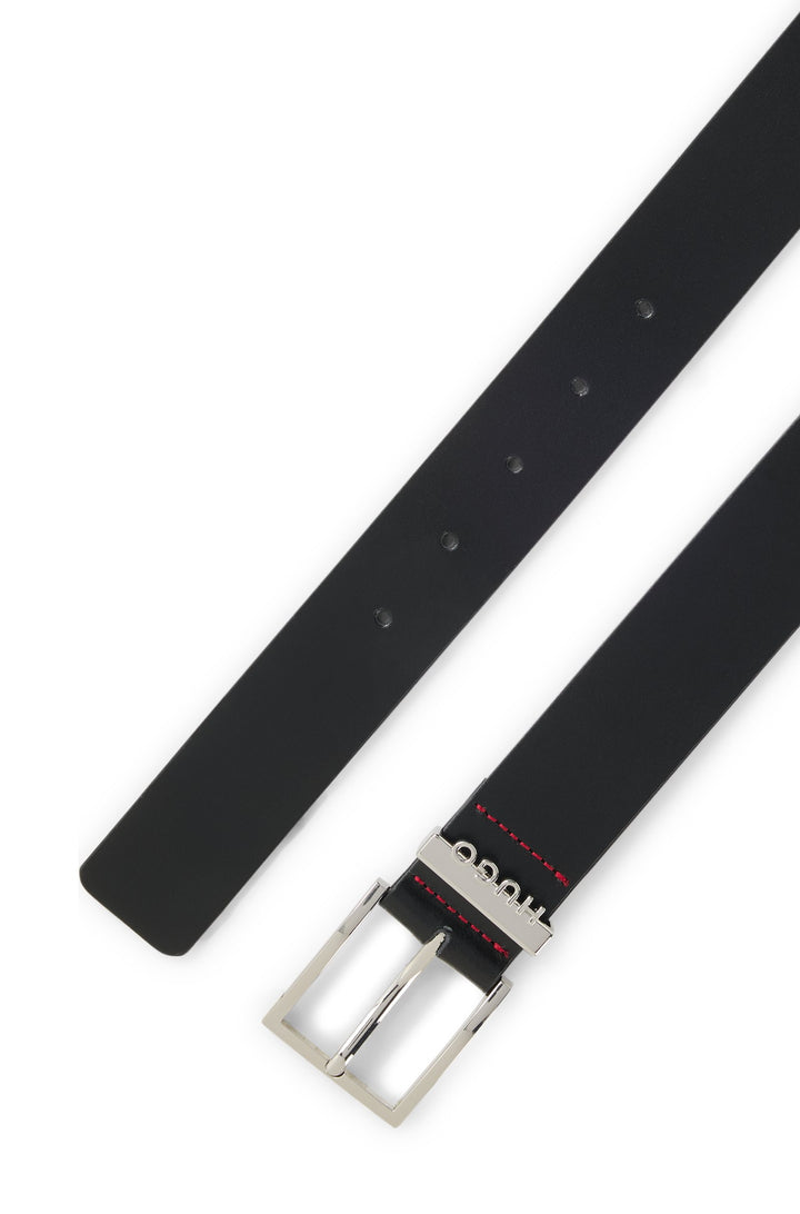 Hugo Italian-leather belt with logo-trimmed keeper