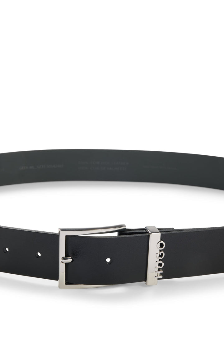 Hugo Italian-leather belt with logo-trimmed keeper