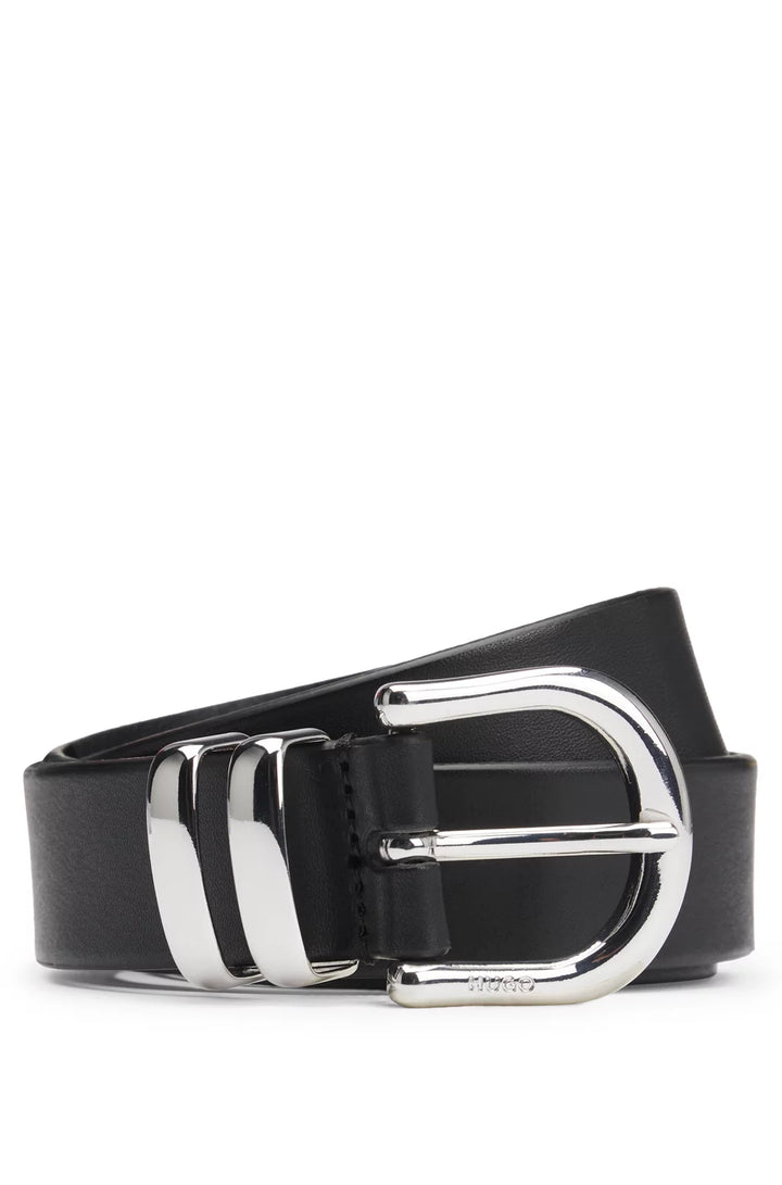 HUGO ITALIAN-LEATHER BELT WITH DOUBLE KEEPER